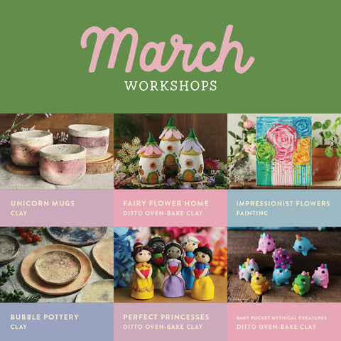 March Adult & Family | Self-Paced Workshops & Glazing